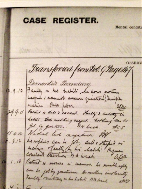 He was transferred to Leavesden Asylum...