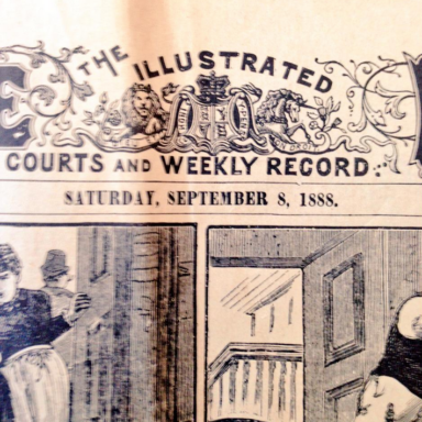 The Illustrated Police News. 8th Sept 1888 reports the first acknowledged Ripper murder...