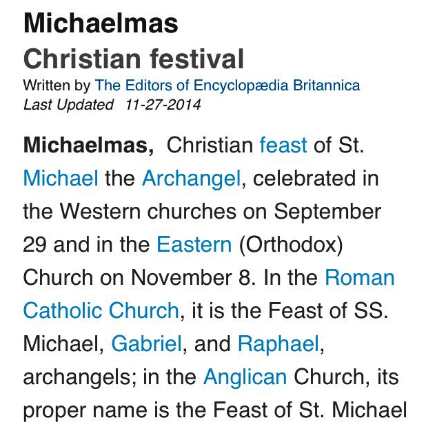 The Michaelmas Dates