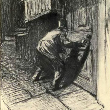 An image of the murderer as he returns to his refuge